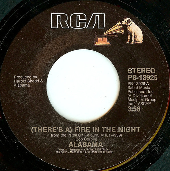 Alabama - (There's A) Fire In The Night - RCA - PB-13926 - 7", Single, Styrene 1092415822
