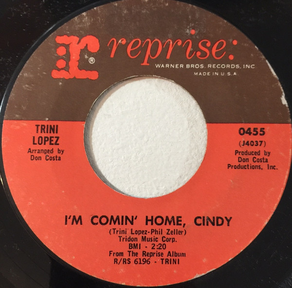 Trini Lopez - I'm Comin' Home, Cindy (7", Single, Pit)