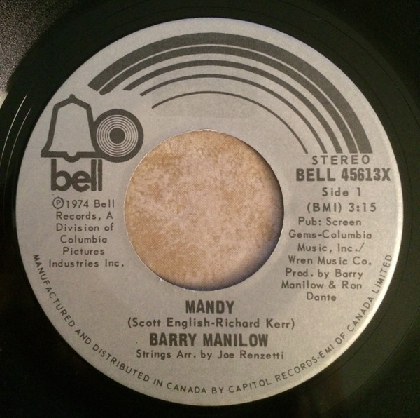 Barry Manilow - Mandy - Bell Records - Bell 45613X - 7", Single 1092493725