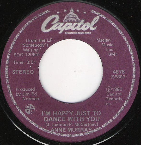 Anne Murray - I'm Happy Just To Dance With You / What's Forever For - Capitol Records - 4878 - 7", Single 1093840945