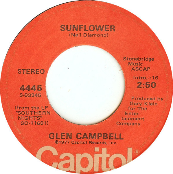 Glen Campbell - Sunflower - Capitol Records - 4445 - 7", Single, Jac 1094326510