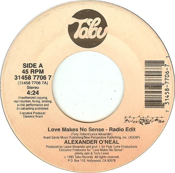 Alexander O'Neal - Love Makes No Sense - Tabu Records - 31458 7706 7 - 7" 1094327833