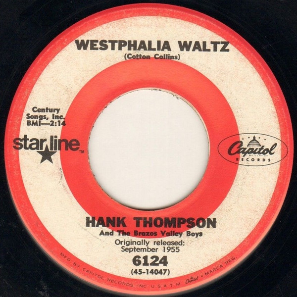 Hank Thompson And His Brazos Valley Boys - Westphalia Waltz / The Blue Skirt Waltz - Capitol Records - 6124 - 7", RE, Los 1094713840