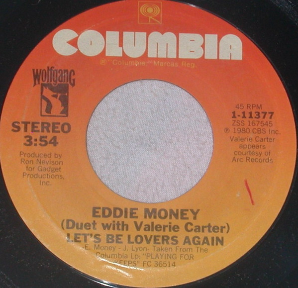 Eddie Money - Let's Be Lovers Again / Million Dollar Girl - Columbia, Wolfgang Records (2) - 1-11377 - 7", Styrene 1094782751