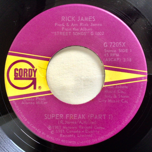 Rick James - Super Freak - Gordy - G 7205X - 7", Single 1095116804