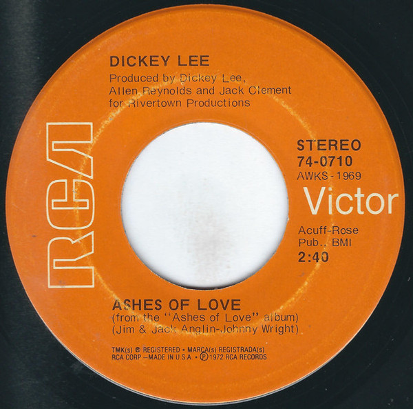 Dickey Lee - Ashes Of Love (7", Single, Ind)