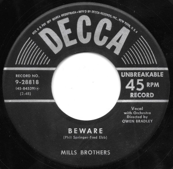 The Mills Brothers - Beware / (Who-Who-Who) Who Put The Devil In Evelyn's Eyes (7")