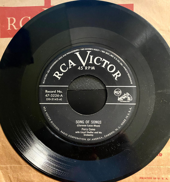Perry Como With Lloyd Shaffer And His Orchestra - Song Of Songs - RCA Victor - 47-3226 - 7" 1096978723