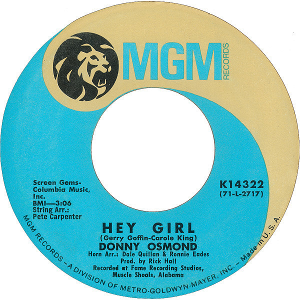 Donny Osmond - Hey Girl - MGM Records - K14322 - 7", Single, Kee 1097065058