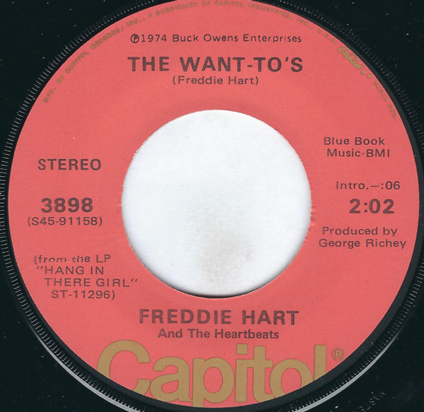 Freddie Hart And The Heartbeats - The Want-To's - Capitol Records - 3898 - 7", Single, Los 1100583263