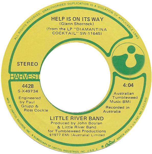Little River Band - Help Is On Its Way - Harvest - 4428 - 7", Single, Win 1100583768