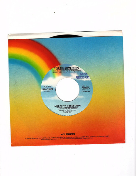 Indecent Obsession - Tell Me Something / Take Me Higher - MCA Records - MCA 79029 - 7", Single 1101046071