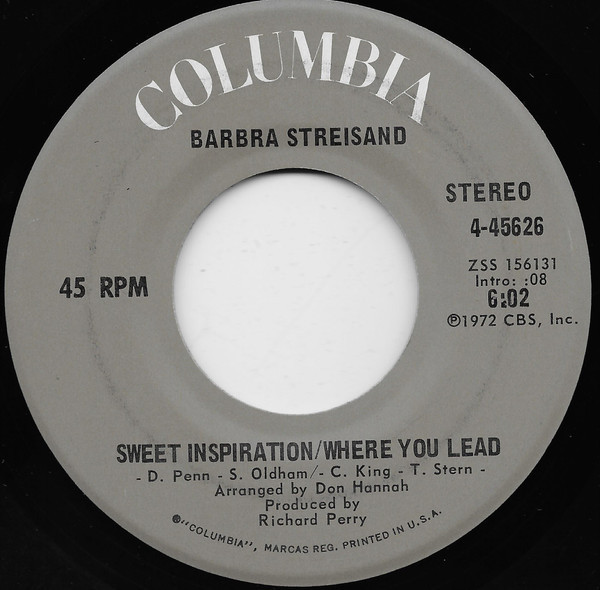 Barbra Streisand - Sweet Inspiration / Where You Lead - Columbia - 4-45626 - 7", Single, San 1101050592