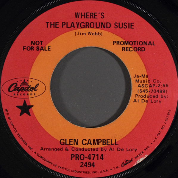 Glen Campbell - Where's The Playground Susie / Arkansas (7", Single, Promo)