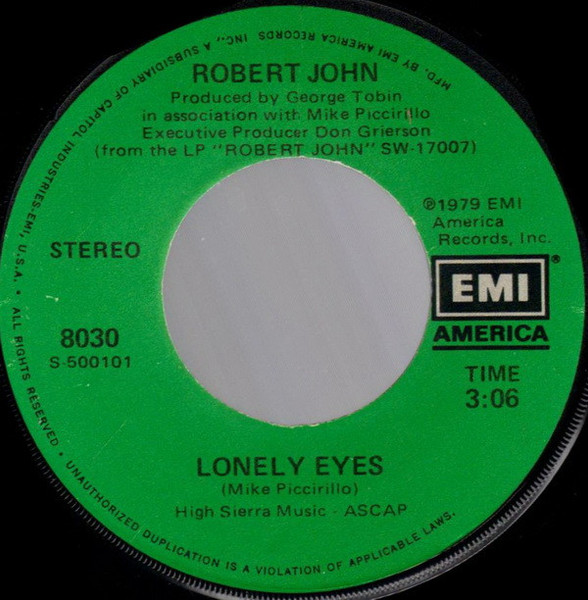 Robert John - Lonely Eyes / Dance The Night Away (7")