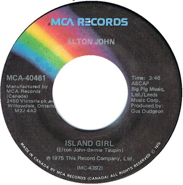 Elton John - Island Girl - MCA Records - MCA-40461 - 7", Single 1102002441