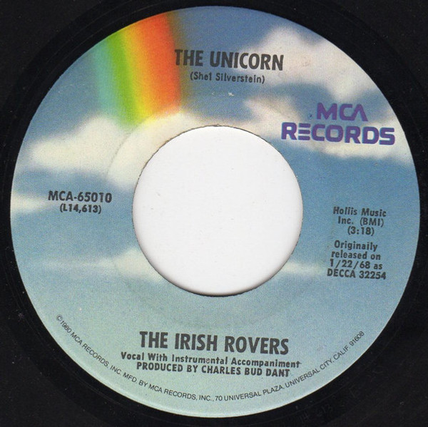 The Irish Rovers - The Unicorn / (The Puppet Song) Whiskey On A Sunday (7", RE, Pin)