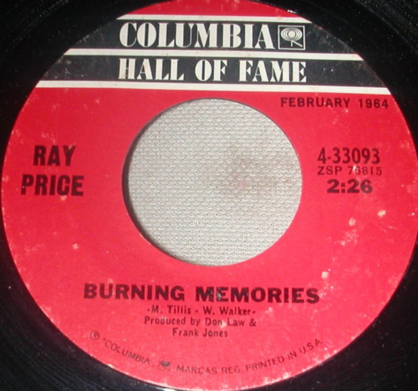 Ray Price - Burning Memories / A Thing Called Sadness - Columbia - 4-33093 - 7", RE 1102356611