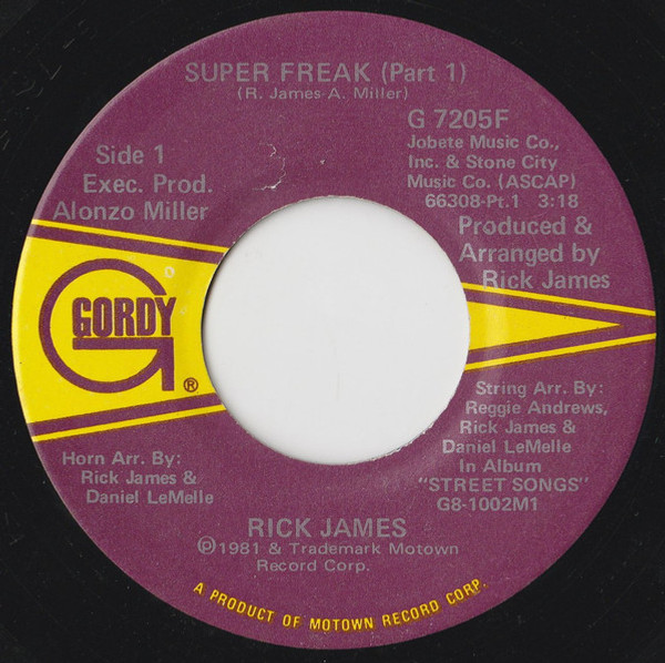 Rick James - Super Freak - Gordy - G 7205F - 7", Single 1102371373