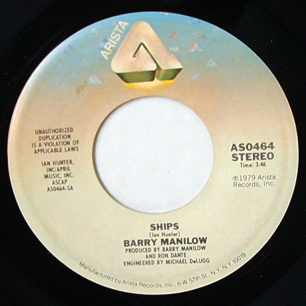 Barry Manilow - Ships - Arista - AS0464 - 7", Single, S S 1103897235