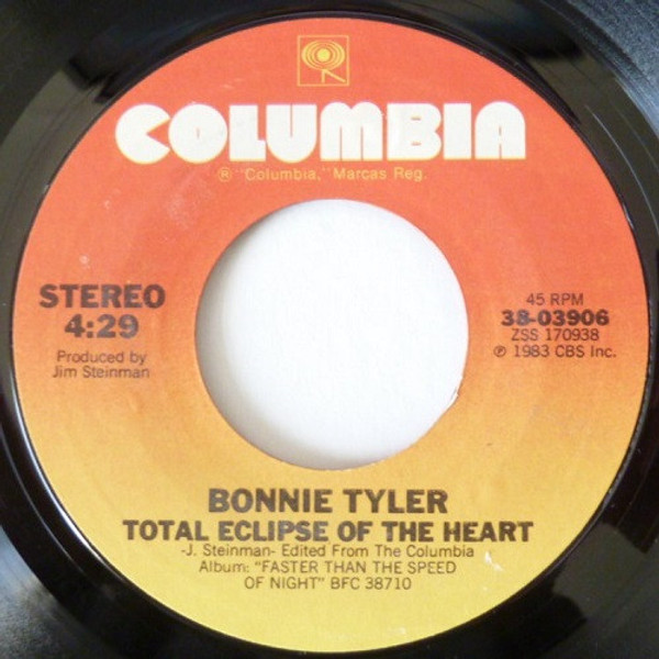 Bonnie Tyler - Total Eclipse Of The Heart - Columbia - 38-03906 - 7", Styrene 1104240133