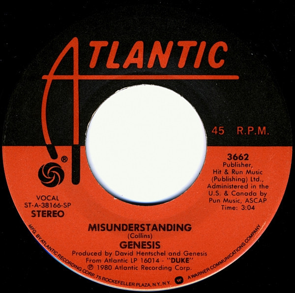 Genesis - Misunderstanding - Atlantic - 3662 - 7", Single, Spe 1104296465