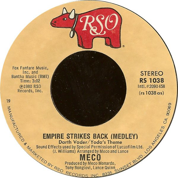 Meco Monardo - Empire Strikes Back (Medley) (Darth Vader/Yoda's Theme) - RSO - RS 1038 - 7", Single, 19 1104569857