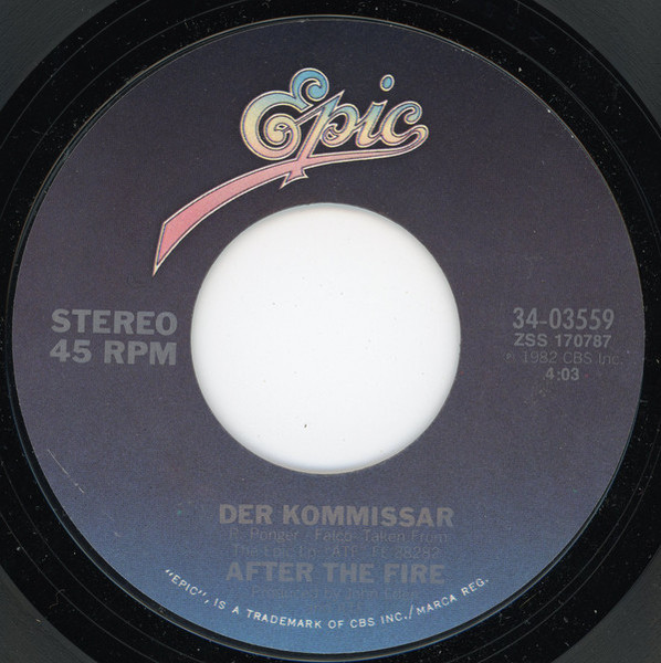 After The Fire - Der Kommissar (7", Single, Styrene, Pit)