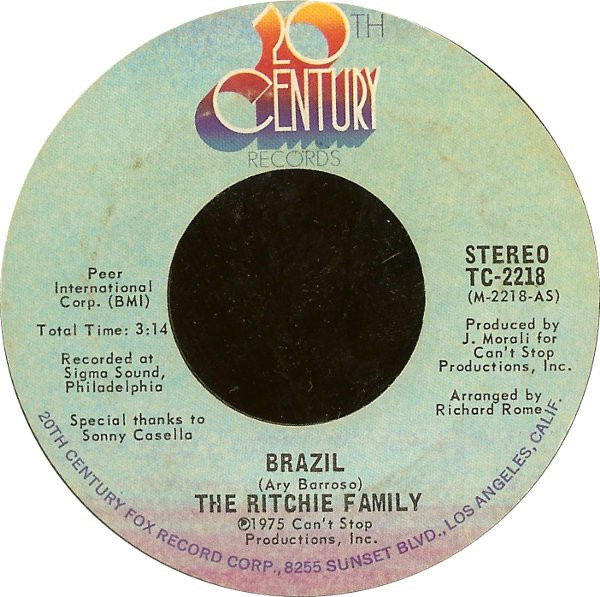 The Ritchie Family - Brazil - 20th Century Records - TC-2218 - 7", Single 1104618265
