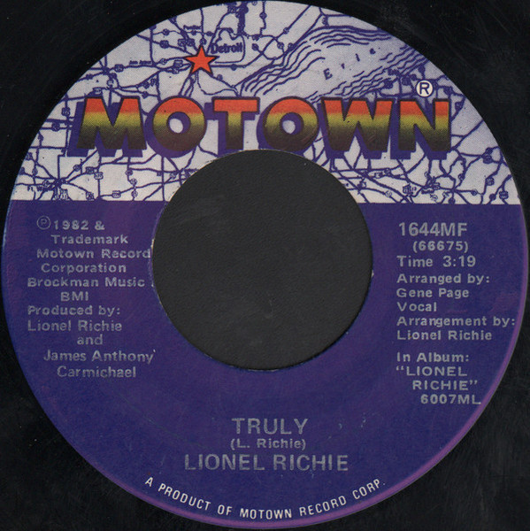 Lionel Richie - Truly - Motown - 1644MF - 7", Single 1106664425