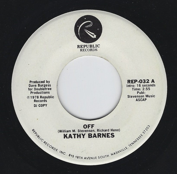 Kathy Barnes - Off (7", Single, Promo)