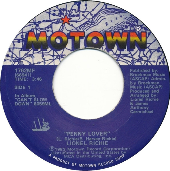 Lionel Richie - Penny Lover - Motown - 1762MF - 7", Single 1107996868