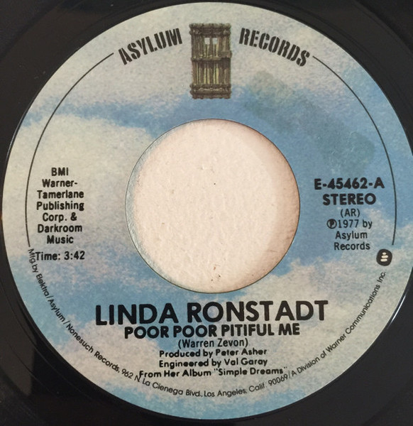 Linda Ronstadt - Poor Poor Pitiful Me (7", Single, AR)