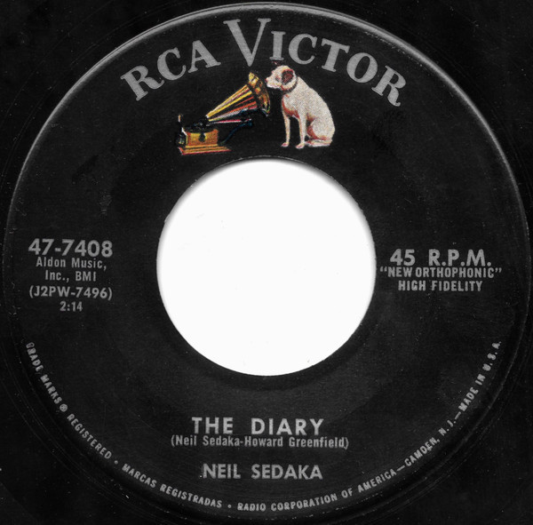Neil Sedaka - The Diary / No Vacancy (I'm Walkin' 'Round) (7", Roc)
