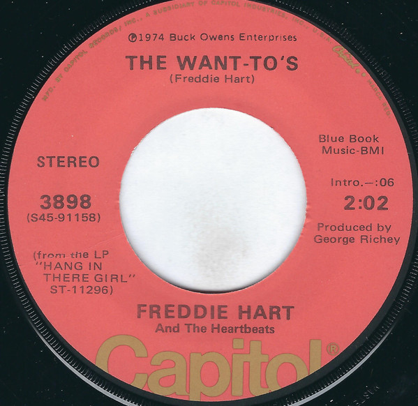 Freddie Hart And The Heartbeats - The Want-To's - Capitol Records - 3898 - 7", Single, Los 1109217150