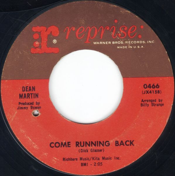 Dean Martin - Come Running Back / Bouquet Of Roses - Reprise Records - 466 - 7" 1110412998