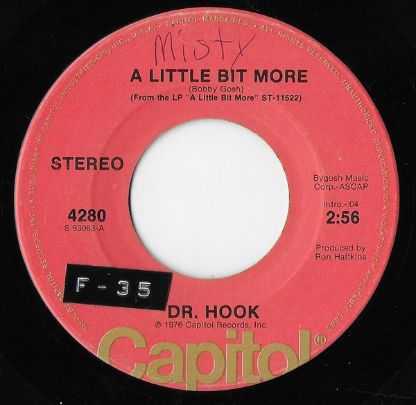 Dr. Hook - A Little Bit More / A Couple More Years - Capitol Records - 4280 - 7", Single 1112629531