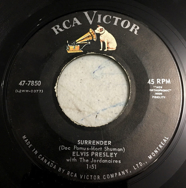 Elvis Presley With The Jordanaires - Surrender - RCA Victor - 47-7850 - 7", Single 1112953389