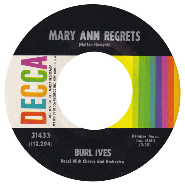 Burl Ives - Mary Ann Regrets (7", Single, Glo)