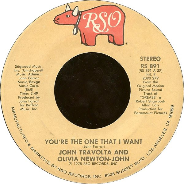John Travolta And Olivia Newton-John - You're The One That I Want / Alone At A Drive-In Movie (7", Single, Spe)