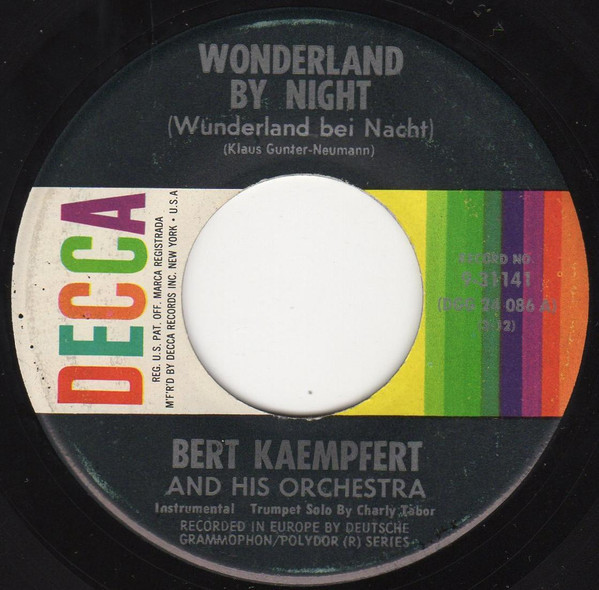 Bert Kaempfert And His Orchestra* - Wonderland By Night (Wunderland Bei Nacht) (7", Single, Pin)