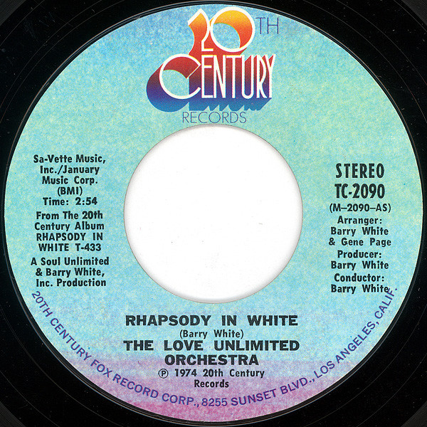 The Love Unlimited Orchestra* - Rhapsody In White (7", Single, Styrene, Pit)