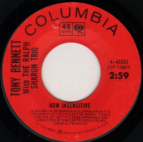Tony Bennett With The Ralph Sharon Trio - How Insensitive / Fly Me To The Moon (In Other Words) (7", Styrene, Ter)
