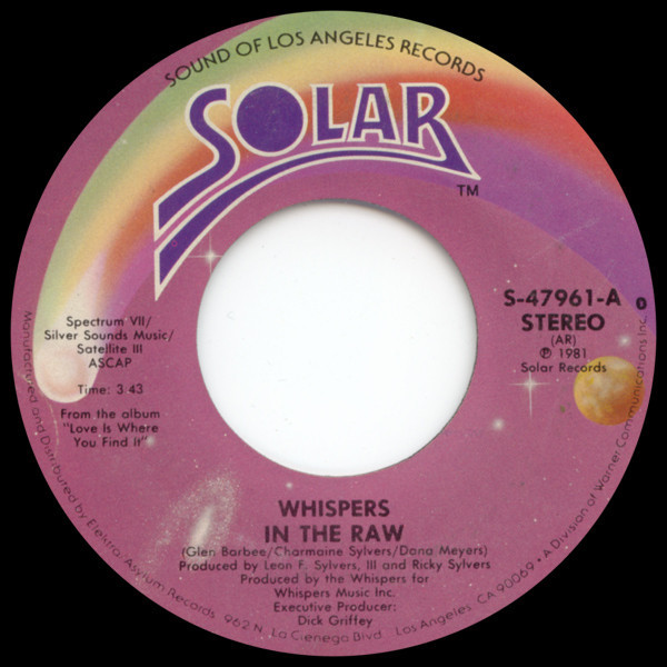 The Whispers - In The Raw / Small Talkin' - Solar - S-47961 - 7", Styrene, All 1119120246