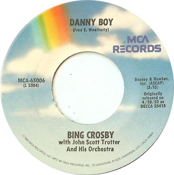 Bing Crosby - Danny Boy / Dear Little Boy Of Mine - MCA Records - MCA-65006 - 7", RE 1119976533