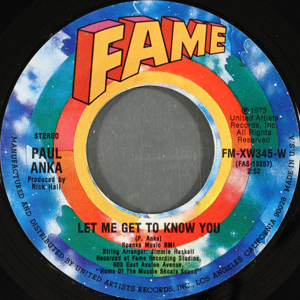 Paul Anka - Let Me Get To Know You / Flashback (7", Single, Styrene, Ter)