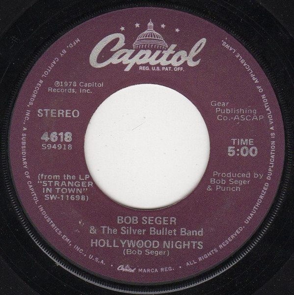 Bob Seger & The Silver Bullet Band* - Hollywood Nights (7", Single, Jac)