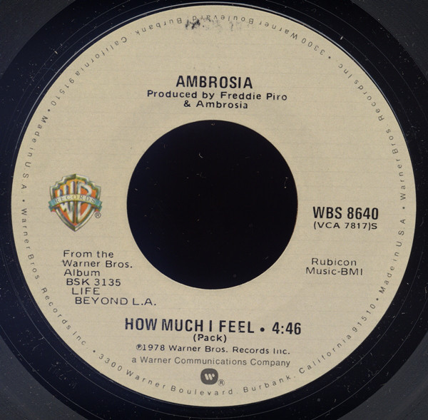Ambrosia (2) - How Much I Feel (7", Single, Styrene)