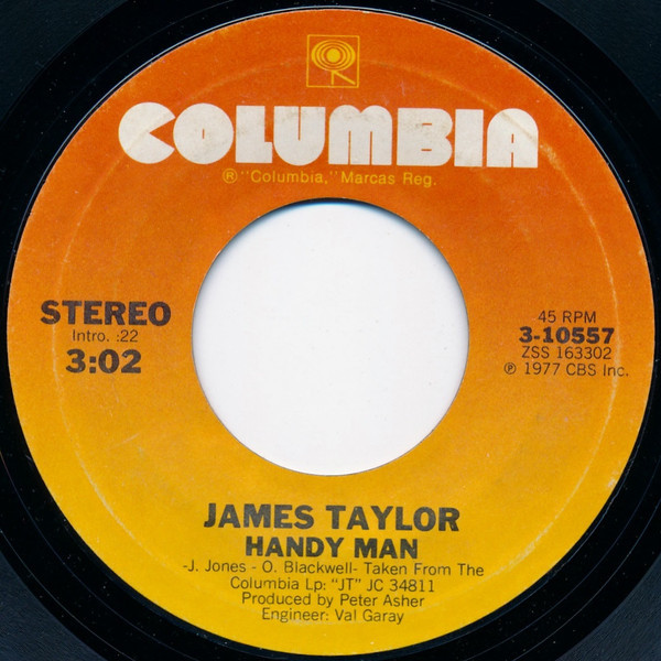 James Taylor (2) - Handy Man / Bartender's Blues - Columbia - 3-10557 - 7", Single, Styrene, Ter 1129032984