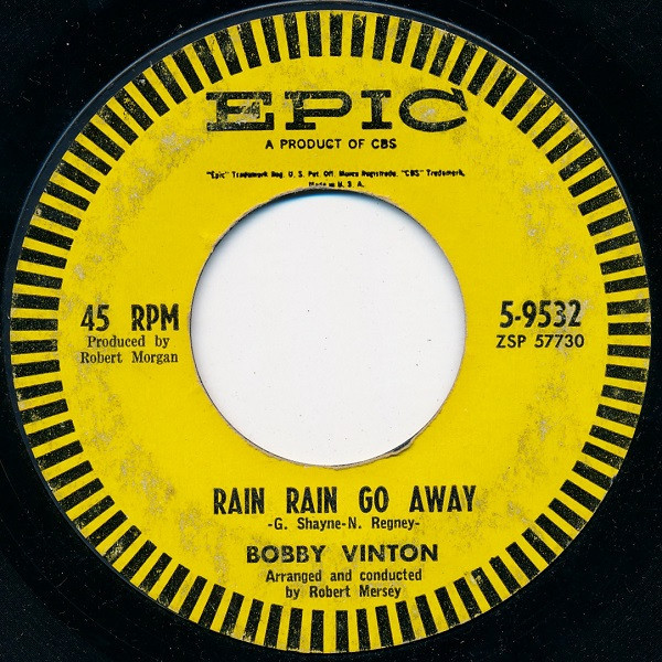 Bobby Vinton - Rain Rain Go Away / Over And Over - Epic - 2787653 - 7", Single, Hol 1132471589